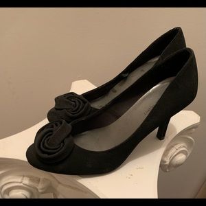‘Fiona’ Heels - Black Faux Suede